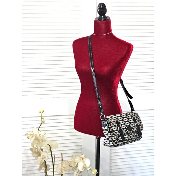 Kate Spade Women's Black White Fabric Essex Scout Purse Messenger Small 1875 - Picture 10 of 11